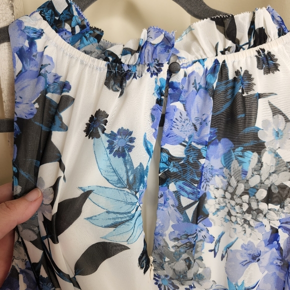 Eliza J size 12 floral keyhole ruffle sleeveless mother of the bride dress - Picture 5 of 6